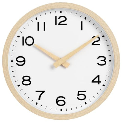 AKCISOT 10 Inch Wall Clock, Silent Battery Operated Analog Clock, Natural - color: D_natural, size: 10 Inch