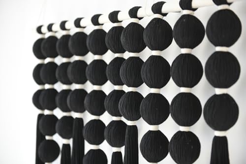 Macrame Wall Hanging Black Sphericity Fiber Yarn Art Boho Decor 39"W*39"L - color: Black