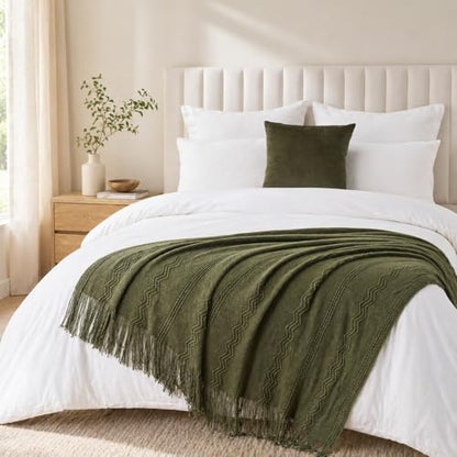 BATTILO HOME Olive Green Throw Blanket for Couch, 50"x60" - color: Army Green, size: 50 x 60 in.