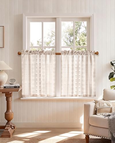 Miss Adola 30 Inch Length Kitchen Tier Curtains, Striped Farmhouse - color: Striped Farmhouse, size: 28"W x 30"L (Pack of 2)