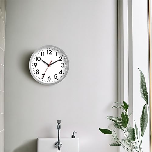 DAXSMY 10 Inch Wall Clock, Battery Operated Silent Non Ticking - color: B-silver, size: 10"
