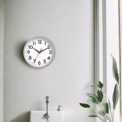 DAXSMY 10 Inch Wall Clock, Battery Operated Silent Non Ticking - color: B-silver, size: 10"