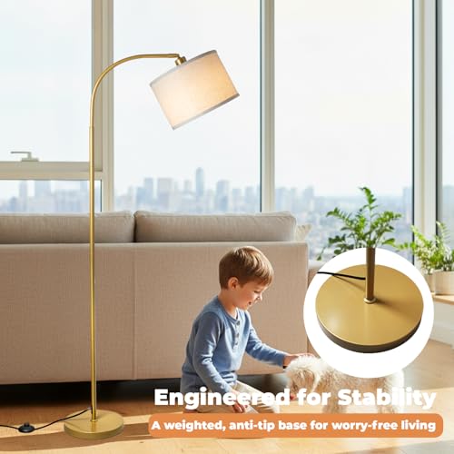 LALISU Arc Floor Lamps Modern Standing Remote Floor Lamp for Living Room - color: Gold