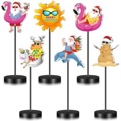 DoubleFill 6 Pcs Christmas in July Decoration for Home Table Centerpieces - style: Christmas in July Beach