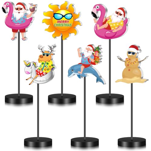DoubleFill 6 Pcs Christmas in July Decoration for Home Table Centerpieces - style: Christmas in July Beach