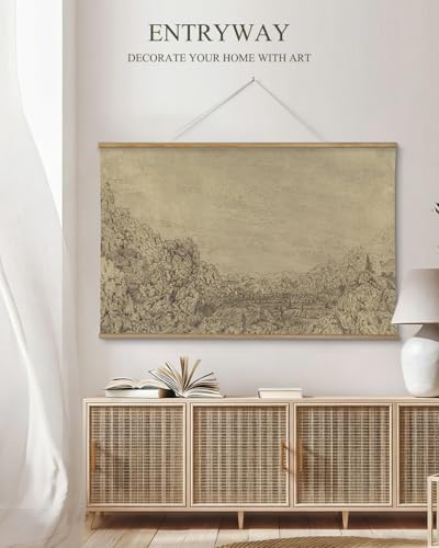 ARPEOTCY Extra Large Framed Wall Art, Sketch Mountain Landscape, 36x54 In - color: Sketch the Valley
