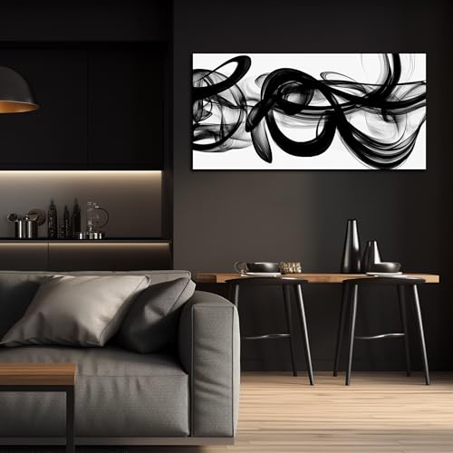 Black And White Abstract Canvas Wall Art For Bedroom Office Living Room - color: Black, size: 40"L x 20"W