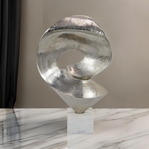 Benjara 24" Tabletop Home Decor Piece- Modern Art Sculpture- Chrome Metal