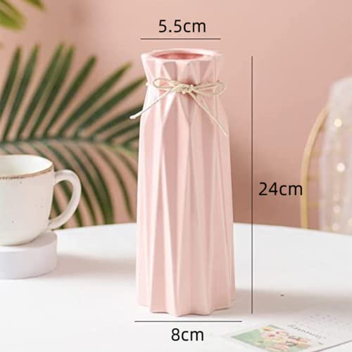 Disoza Ceramic Flower 9.5" H x 3.9" W Pink Vase Modern Home Decor Vases for Centerpieces Minimalist Farmhouse Cute Decorative Vases Flowers Tulip Pampas Grass Vase for Table Bathroom Shelf - color: #B 9.5" Pink Tall Vase