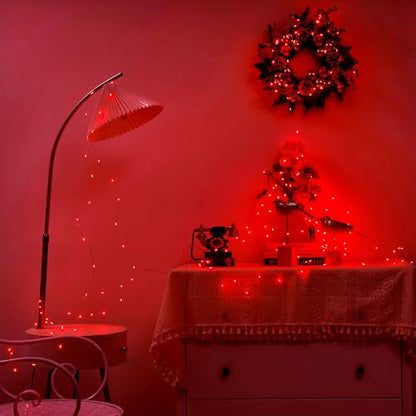 Ariceleo 1 Pack 16.4ft Battery Operated String Lights with Timer, Red with Synchronized Twinkle Mode, Fairy Lights Battery Powered, 50 LEDs, Idea for Christmas Bedroom Party Wedding - color: Red, size: 1 Pack-Upgrade