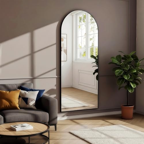 71x30 Black Arched Full Length Mirror with Aluminum Frame Full Body Mirror