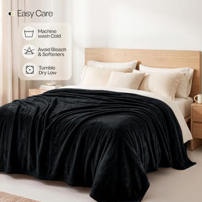 Soft Fleece Blanket for Bed Queen Size Black (90x90 Inch) - color: Black, size: Queen (90x90 Inch)