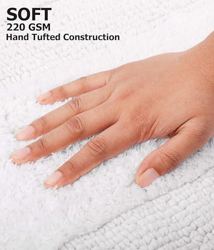 COTTON CRAFT 2 Pack Reversible Bath Mat - Soft Plush Bath Rug -17x24- White - color: White, size: 17x24 Inches