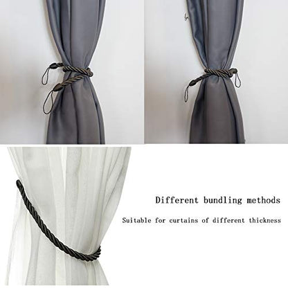 BEL AVENIR Curtain Tiebacks Ropes Tie-Backs,Handmade Holdbacks(Charcoal,4P) - color: Charcoal, size: 4pack