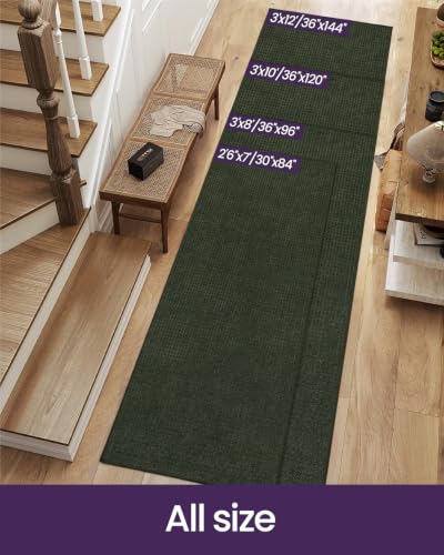 DEXI Hallway Runner Rug 36x96, Non Slip Long Rug for Entryway, Olive Green - color: Olive Green, size: 36" X 96" (Runner)