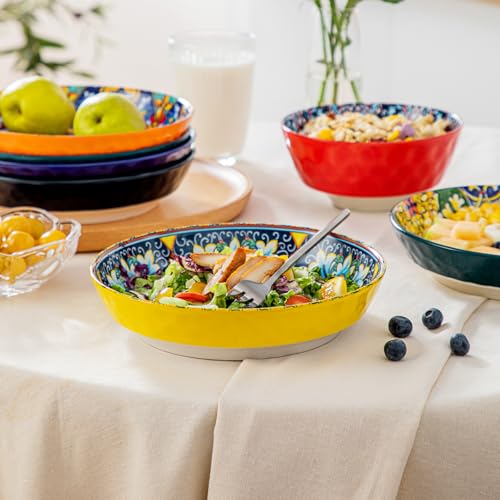 vancasso 32 Oz Pasta Bowls Set of 6, Ceramic Bohemian Soup Salad Bowls - color: Bohemian