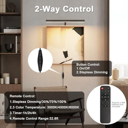 16" LED Picture Light Plug in, 5W Black Art Light - color: Black, size: 16 inch