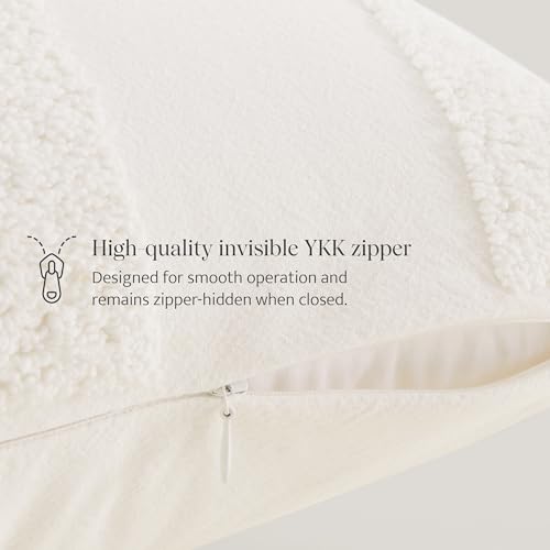 Double Stitch 100% Cotton Tufted Boho Checkered Throw Pillow Covers, Cream - color: Cream, size: 20" x 20" (Pack of 2)
