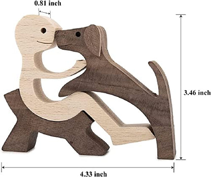 Unique Gift Hand Carved Wooden Man and Dog Statue, Wood Human Dog Figurine Sculpture Home Office Décor, Remember Friendship Between Dog and People (Relaxing Man and Dog) - color: Relaxing Man and Dog