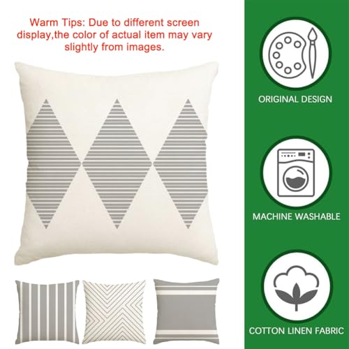 Outdoor Pillows Covers 18x18 Waterproof,Grey and Beige Set of 4(No Insert) - color: Grey and Beige, size: 18" x 18" (Pack of 4)