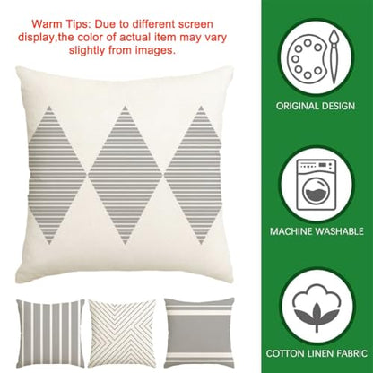 Outdoor Pillows Covers 18x18 Waterproof,Grey and Beige Set of 4(No Insert) - color: Grey and Beige, size: 18" x 18" (Pack of 4)