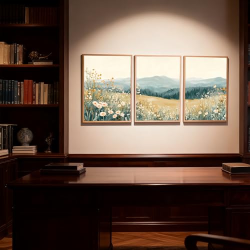 3Pcs Meadow Wildflower Landscape Canvas Wall Art Natural Mountain Prints - color: Mountain Landscape, size: 12x16 Inches