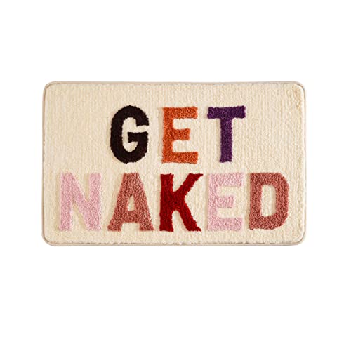 QJHOMO Get Naked Bath Mat Cute Funny Bathroom Rug Non Slip, 20" x 32" - color: Beige, size: 1'8" x 2'8" (Rectangular)