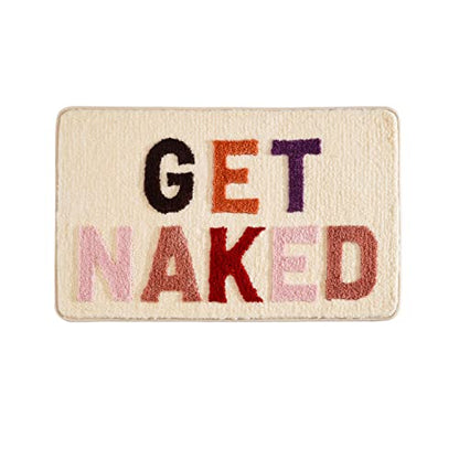QJHOMO Get Naked Bath Mat Cute Funny Bathroom Rug Non Slip, 20" x 32" - color: Beige, size: 1'8" x 2'8" (Rectangular)