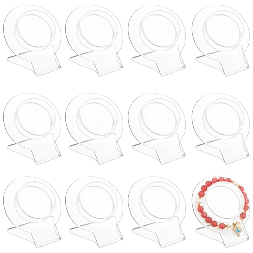 12 Pcs Acrylic Bracelet Displays Stands Clear Jewelry Display Holder Bangle Organizer Rack Bracelet Storage Showcase for Home Store