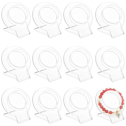 12 Pcs Acrylic Bracelet Displays Stands Clear Jewelry Display Holder Bangle Organizer Rack Bracelet Storage Showcase for Home Store