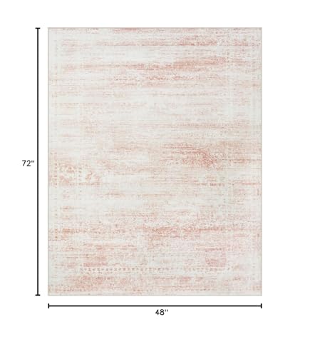 Pink Washable Rugs 4x6 Area Rugs for Living Room,Bedroom,Kids Room,Nursery - color: Pink-white, size: 4' x 6' (Rectangular)