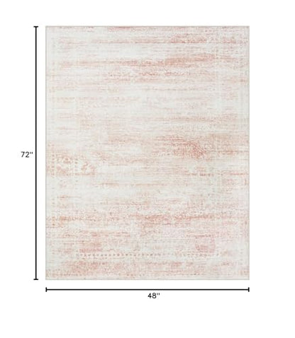 Pink Washable Rugs 4x6 Area Rugs for Living Room,Bedroom,Kids Room,Nursery - color: Pink-white, size: 4' x 6' (Rectangular)