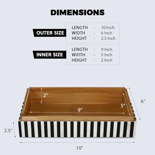 Handicrafts Home Large Decorative Storage Box with Lid – Black White Modern Storage Box, Remote Control Organizer for Coffee Table, Console & Living Room Decor – Mono Lead 12 x 6 x 2 - color: MONO-LEAD, size: 10 x 6 x 2.5 Inches