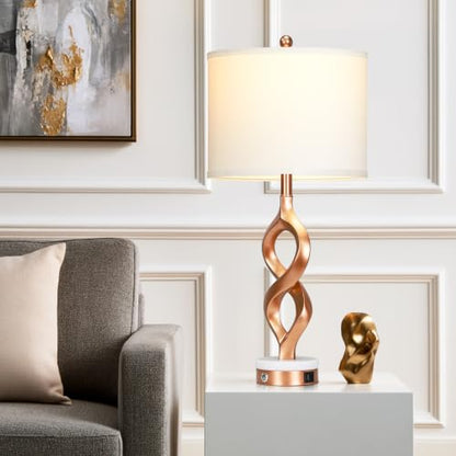 Cinyirong 30" Tall Rose Gold Table Lamps Set of 2 for Living Room & Bedroom - color: Rose Gold (2 Pack)