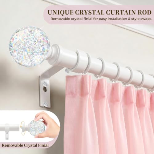 TVWOO White Rainbow Curtain Rods Adjustable Heavy Duty Crystal Ball,36-88" - color: White, size: 36-88" ( 1pack )