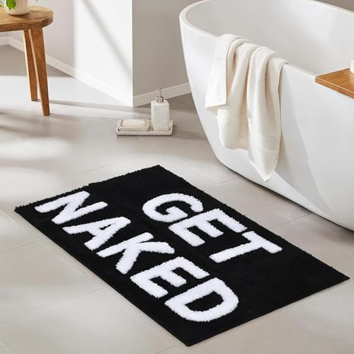 Zeeinx Get Naked Bath Mat Black Cute Bathroom Rugs 20”x32” - color: Black&white, size: 1'8" x 2'8" (Rectangular)