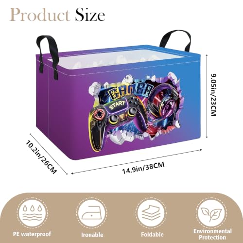 Rectangle Foldable Storage Basket Handles For Home, 3D Gamer - color: REC-3D Gamer