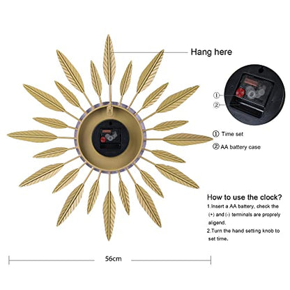 Lafocuse 23 Inch Metal Mid Century Modern Wall Clock for Living Room Decor
