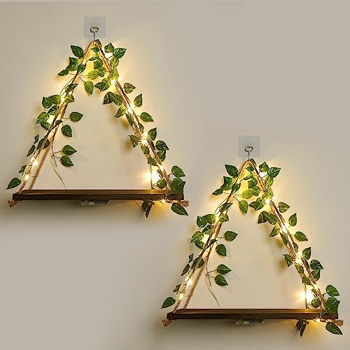 Floating Shelves for Wall,Hanging Shelves,Room Decor,Wall Decor,Boho Decor - color: Green Leaf