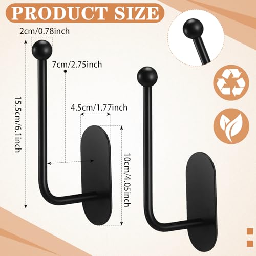 CroBlissful 2 Pcs Adhesive Curtain Holdbacks No Drill Window Hook,Black - color: Black