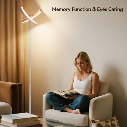 SUNMORY Floor Lamp for Living Room, 28W Bright LED Lamp with Remote Control - color: White