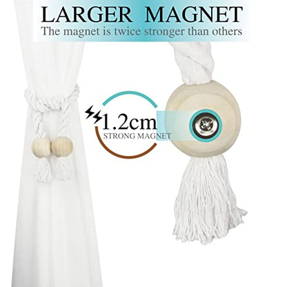 Magnetic Curtain Tiebacks Decorative Tie Back Drapes Holdbacks Nieffeiy - color: White