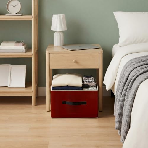 Trendy Retro Red and Leopard Print Storage Basket Organizer - color: Red and Leopard