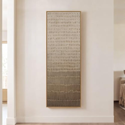 Large Framed Neutral Wabi Sabi Abstract Wall Art, Long Vertical 60x20 In - color: Neutral Marks, size: 60"L x 20"W