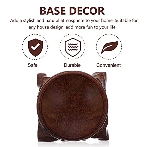 EXCEART Crystal Ball Display Stand Wooden round Pedestal for Home Decor - size: 8X3cm