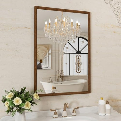 WEER Bathroom Vanity Mirror Walnut 24X36 Inch - color: Walnut, size: 24"L x 36"W