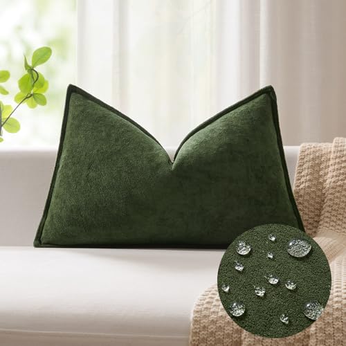 Kevin Textile Soft Waterproof 12x20 Lumbar Pillow Cover 1 Pack, Moss Green - color: Moss Green, size: 20" x 12" (Pack of 1)