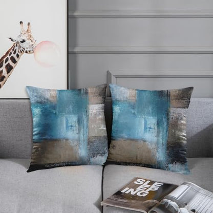 Britimes Throw Pillow Covers Set of 2, 16 x 16 Inch, Teal Grey - color: Teal Grey, size: 16" x 16" (Pack of 2)