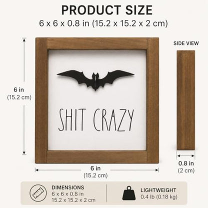Halloween Bathroom Sign with 3D Bat, Funny Spooky Shelf Wall Decor - color: white-1