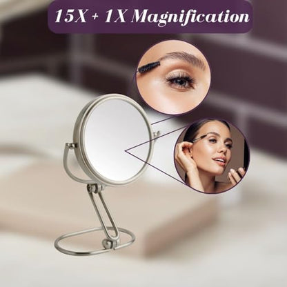 JERDON Compact Magnifying Mirror - Folding 3" Travel Mirror with 15X & 1X Magnification - Model MC315N - size: 1"L x 3"W
